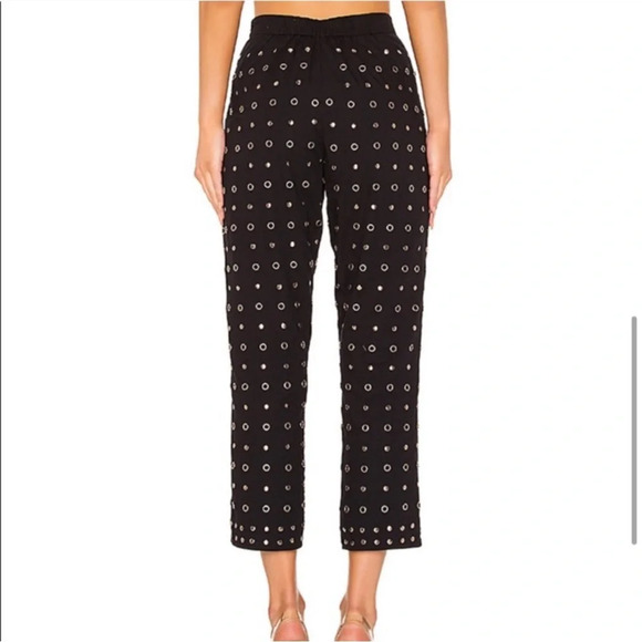 Lovers and Friends Conor Grommet Studded Metal Embellished Black Pant Edgy - Picture 2 of 12
